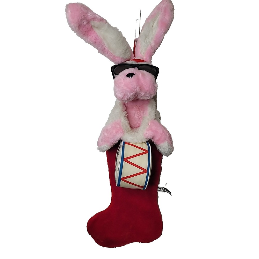Vintage 1993 Energizer Bunny Plush Christmas Stocking w/ Drum &‎ Sunglasses